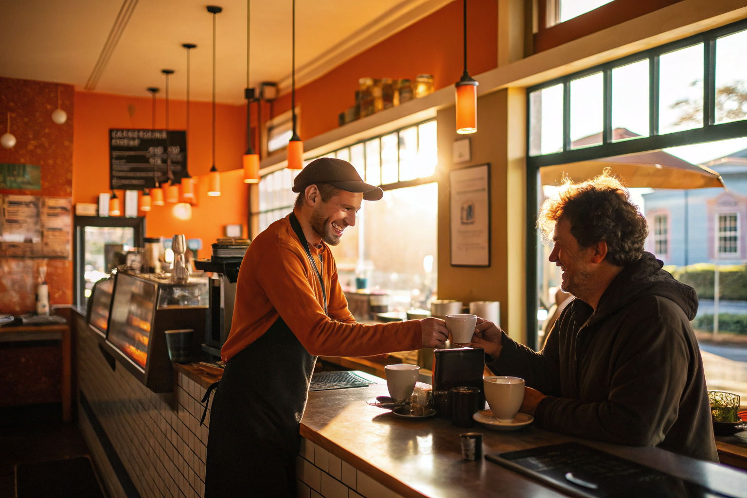 Warm cafe scene